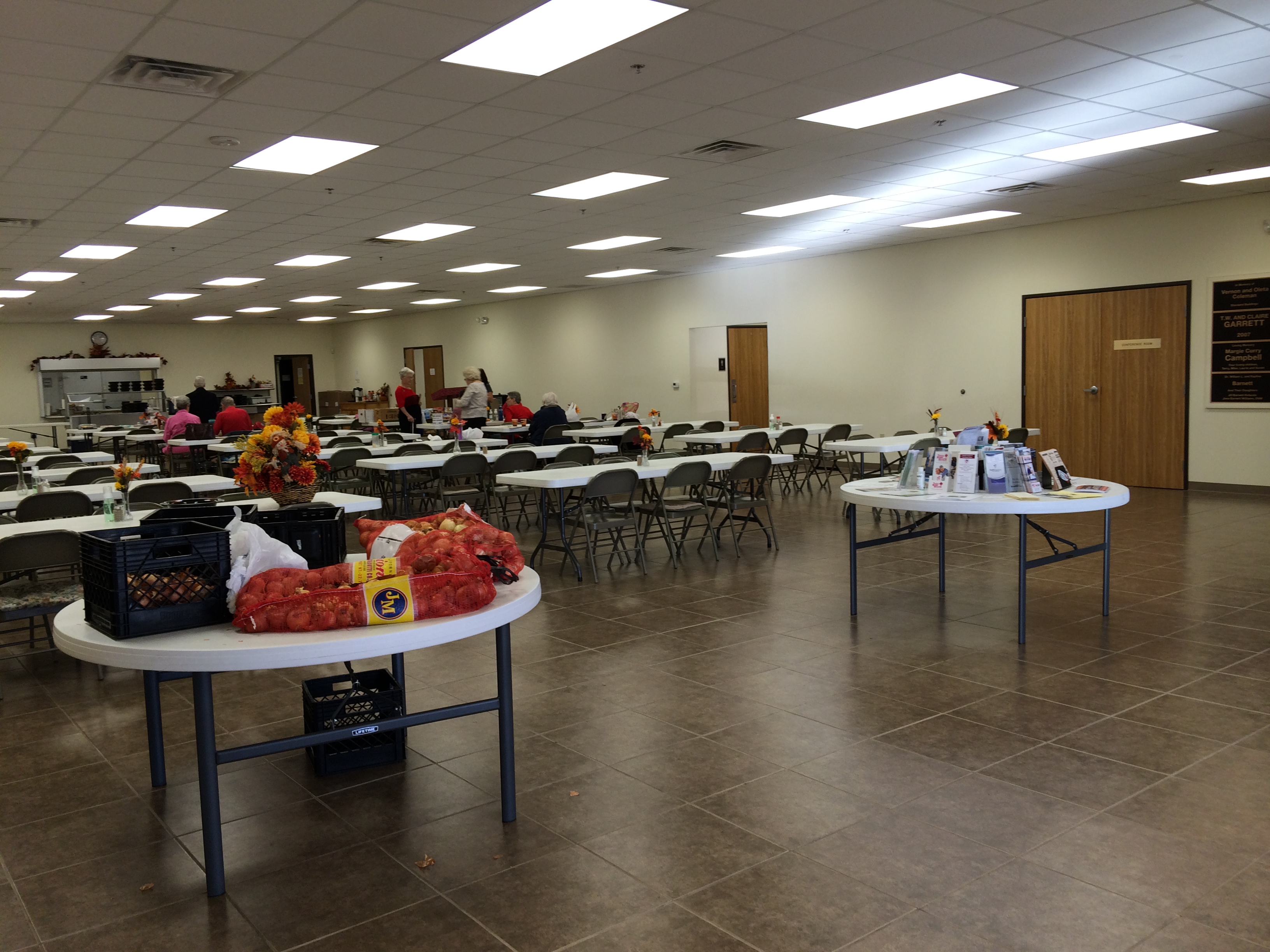 Senior Citizen Activity Center Hall With Tables Set Up